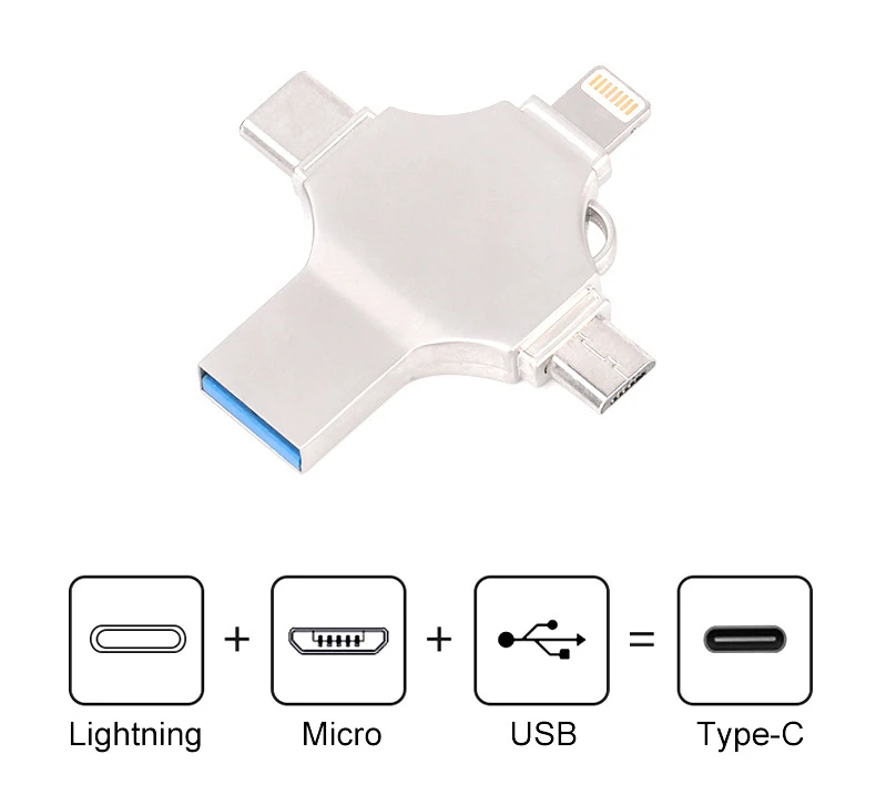 Мини iOS Ixpand флэш накопитель iPhone iPad 3 0 Android Micro USB C накопители 64 Гб 4 в 1 двойной