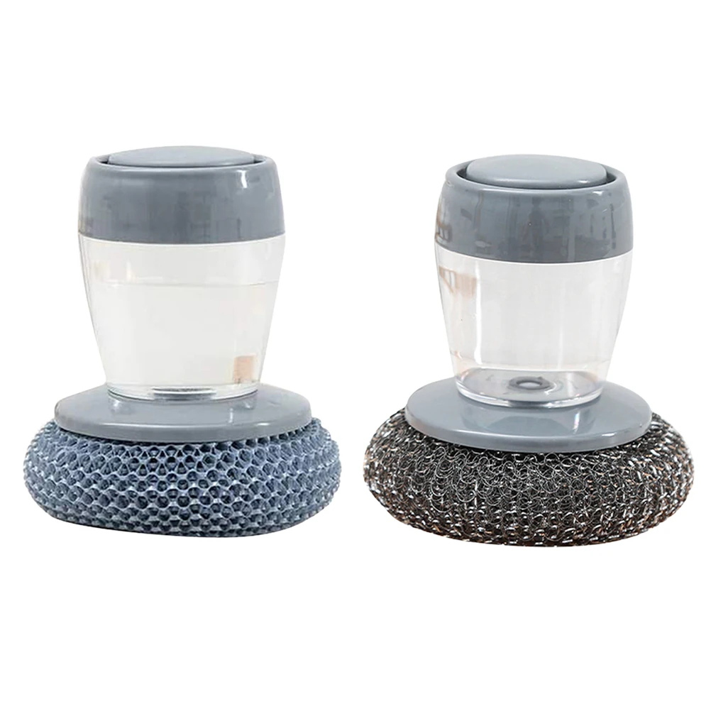 

Steel Dish Scrubber Soap Dispensing Steel Brush Storage Scouring Pad Pot Scrubber Metal Sponge Household Kitchen Cleaning Brush