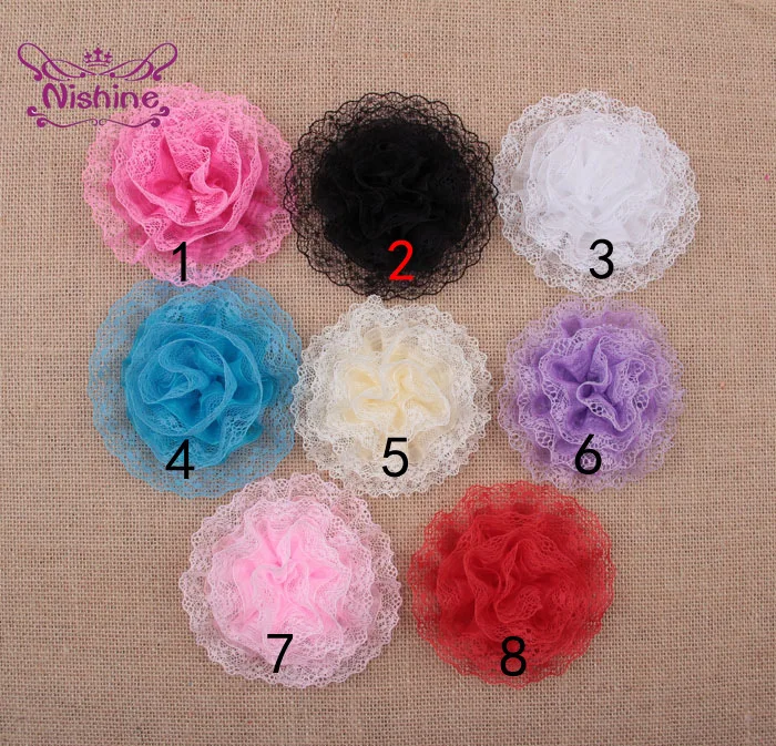 

Однотонные кружевные цветы ручной работы, 5 шт./лот, аксессуары для вечевечерние, украшение для платья, «сделай сам», повязка на голову для ма...