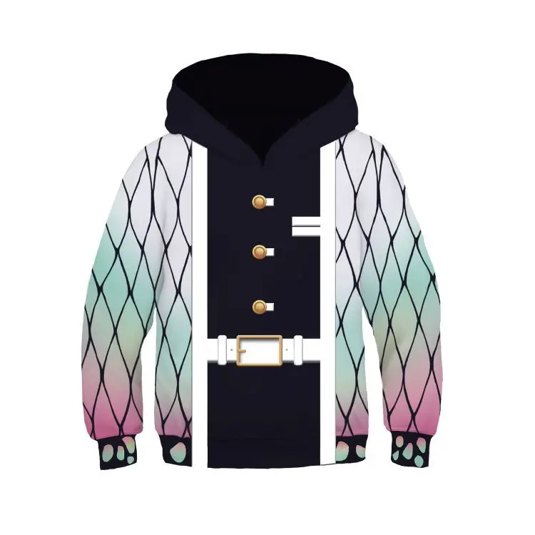 

Demon Slayer Kids Cosplay Hooded Sweater Kamado Tanjirou Kimetsu no Yaiba Hoodie Jacket 3D Printed Sweatshirts Children