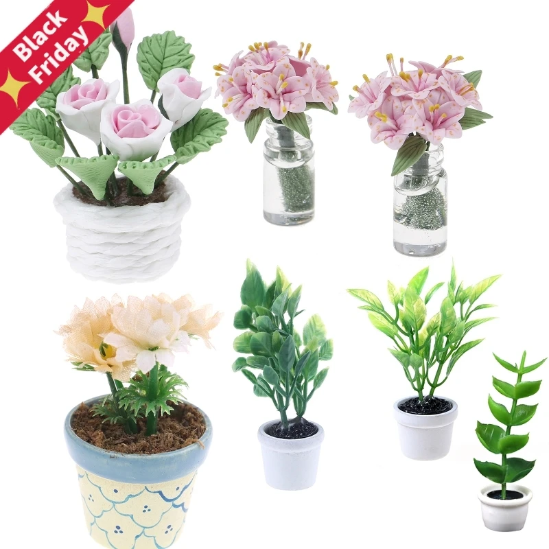 1:12 Кукольный домик миниатюрное зеленое мини дерево в горшке для зеленого