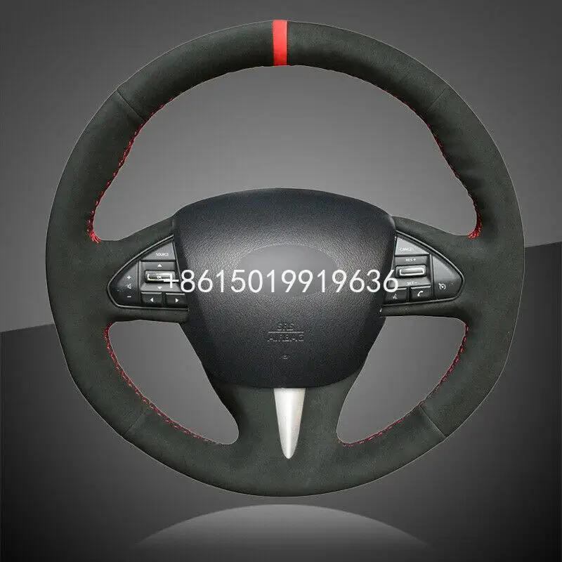 

Black Suede Car Braid On Steering Wheel Cover for Infiniti Q50 2014-2015