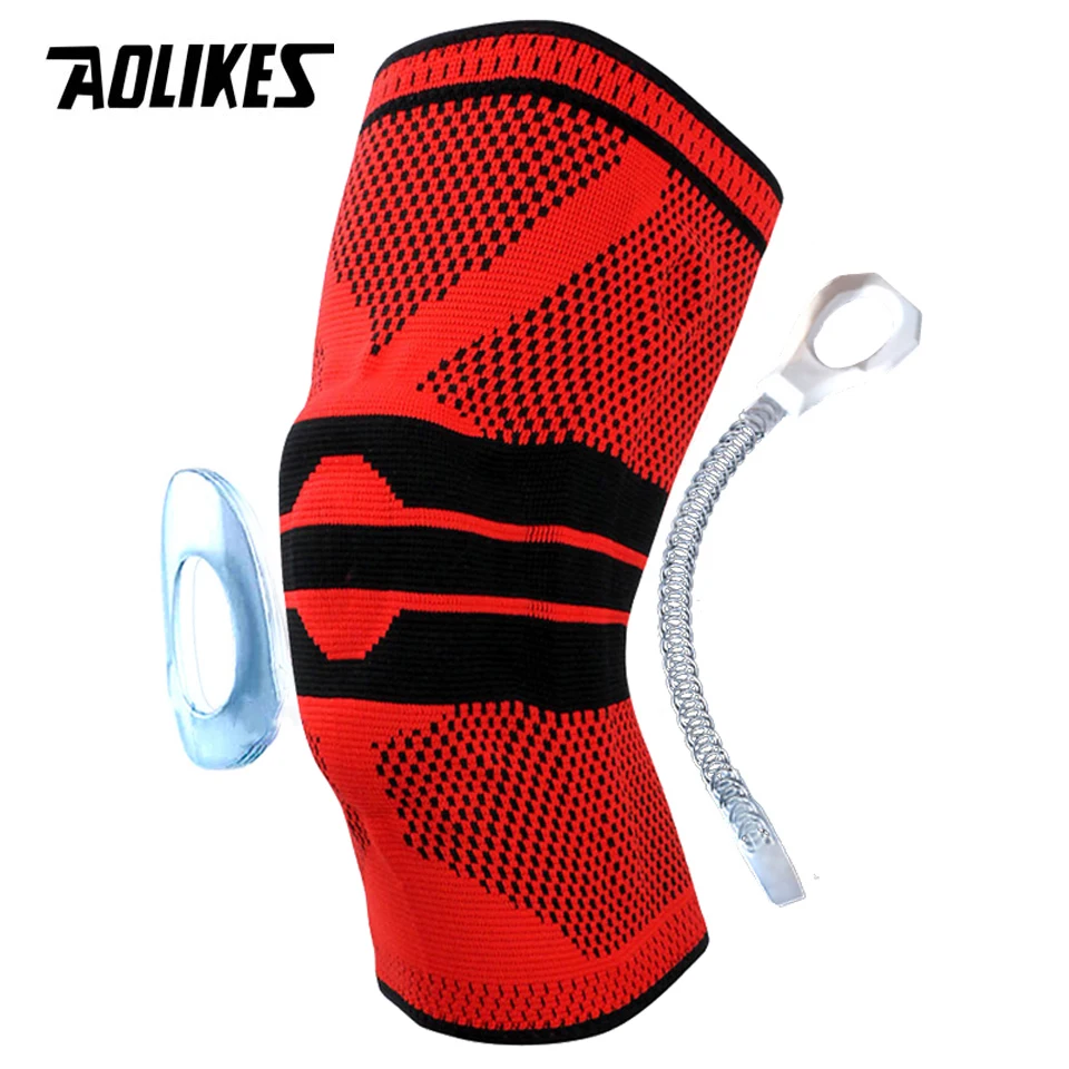 Red AOLIKES 1 шт. поддержка баскетбола Силиконовые Мягкие Наколенники наколенники Поддержка бандаж Meniscus коленной чашечки защита спортивной безопасности Защита - Цвет: Red