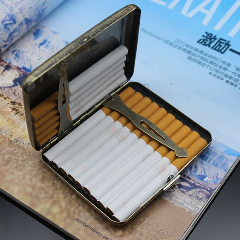 Vintage Metal Cigarette Case For 20 Pcs Classic Design Edition Cigarette Case Men Box Gift Cigarette Accessories enlarge