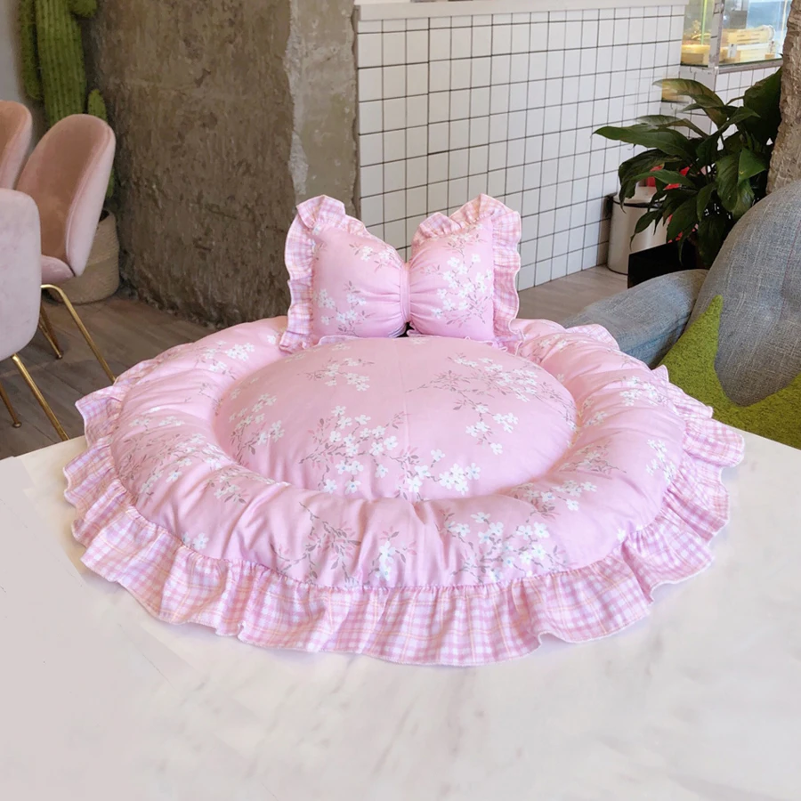 Круглый коврик для собак диван кошек кровать сна плюшевый Кот щенок мягкий дом