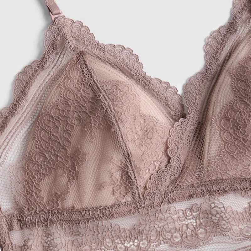 

Fashion Variety Wear Girl Woman Sexy Lace Wireless Backless Thin Straps Bra Lingerie Bralette Tops
