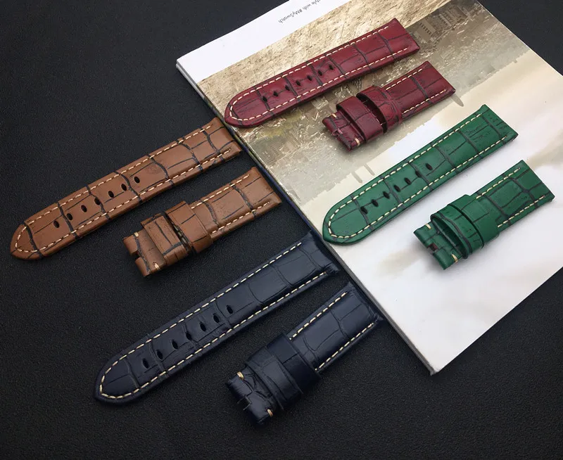 Настоящая Натуральная Ретро бамбуковая кожа ремешок для часов мужчин 22 мм 24 26