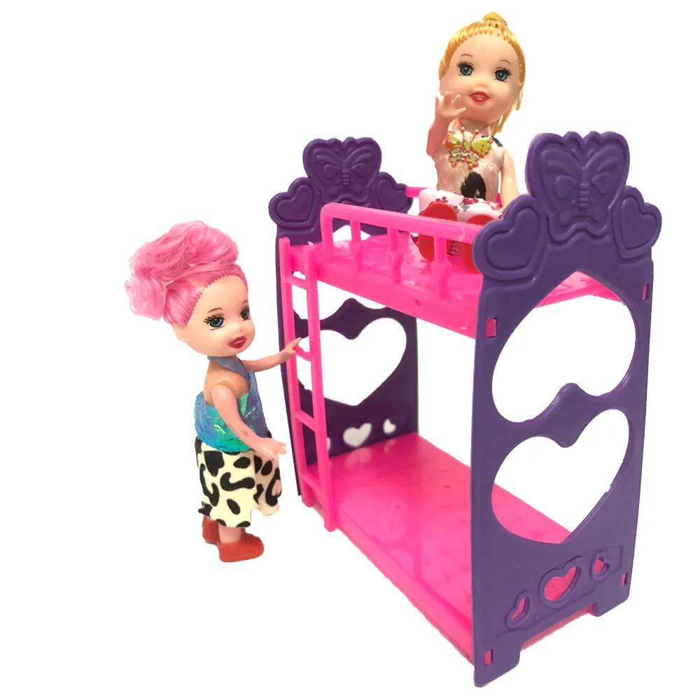 1 Set Doll Accessories Super Cute Platic Bunk Bed Play House