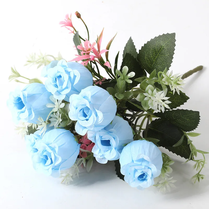 Европейские винтажные Искусственные Шелковые Чайные розы букет на голову