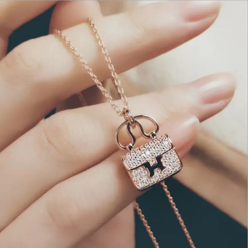 

Japanese and Korean-Style H Letter Bag Rose Gold Necklace Handbag Clavicle Chain