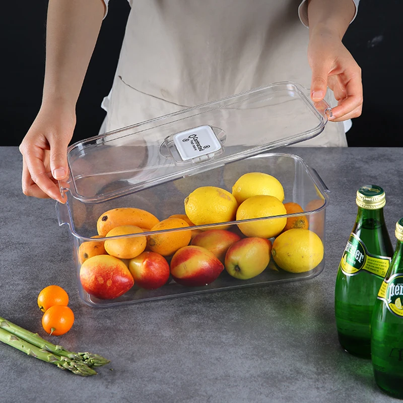 refrigerator storage box with lids food storage bins for fruit vegatable eggs freezer fridge stackable cabinet kitchen organizer free global shipping