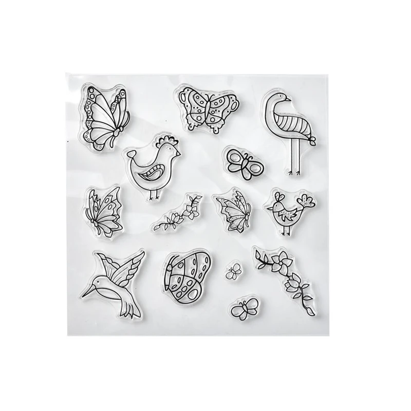 Бабочка и птица прозрачные штампы 2019 резиновая Прозрачная силиконовая печать