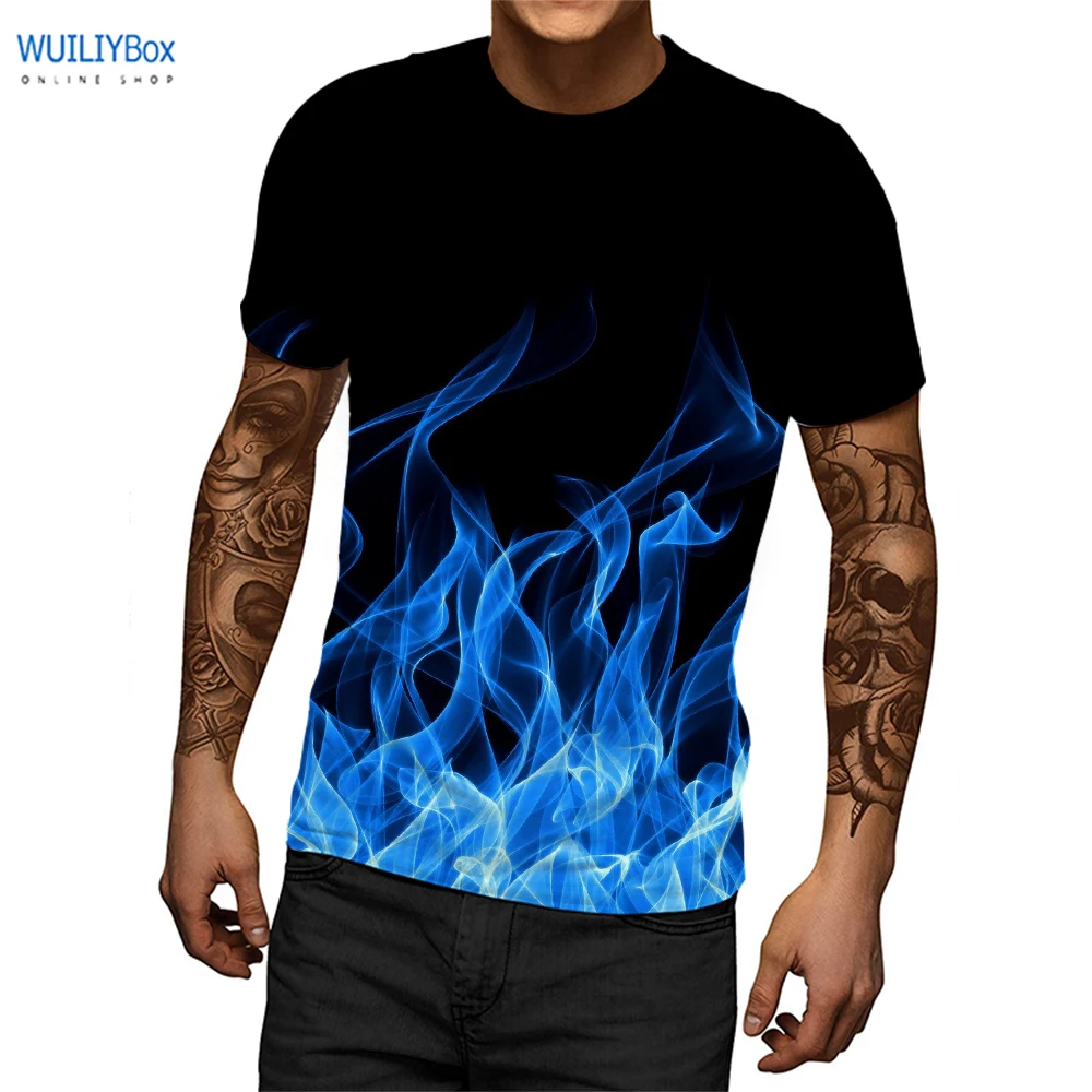 Футболка Мужская/Женская с 3D-принтом в виде огня | Мужская одежда