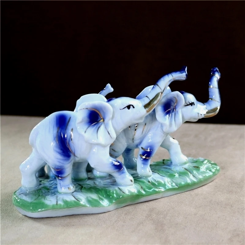 Фарфоровый слон фигурка семьи керамический миниатюрный домашний декор домашнее