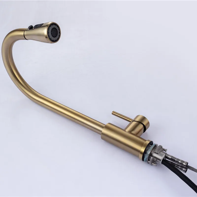 Золотой Сенсорный смеситель для кухни Senducs Горячий Холодный матовый золотой