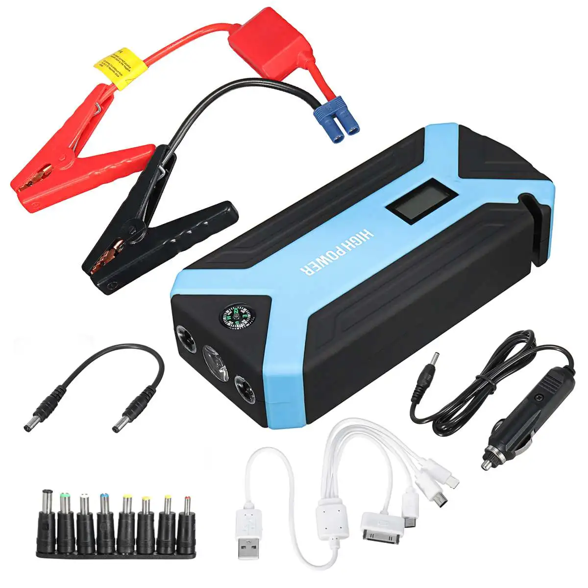 

69800mAh Car Jump Starter 600A Starting Device Portable Power Bank 12V Starter Cables Auto Battery Booster Charger 4 USB