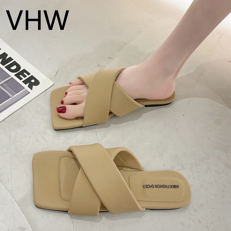 

Women Slippers 2021 Summer Fashion Design Cross Band Open Toe Flats Vintage Casual Slides Outdoor Beach Female Flip Flops
