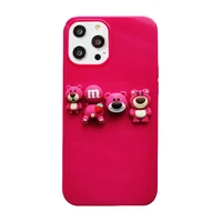 womens anti fall cute pink strawberry bear phone case for iphone 7 8 x xs 11 12 lovely soft phone cover for iphone 12 pro max