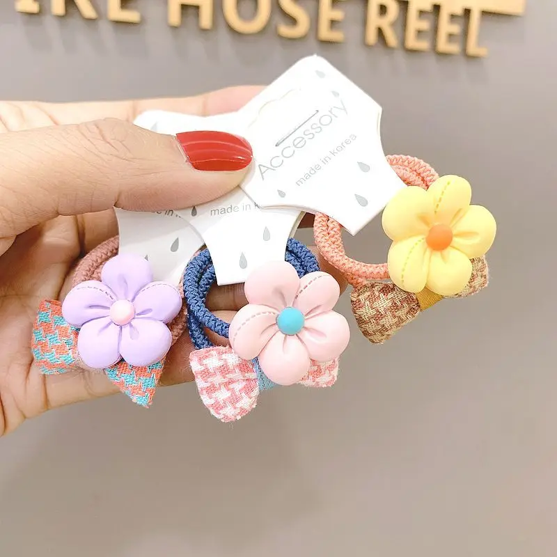 

High Quality 12pcs Girls Elastic Hair Bands Plaid Bows Hair Ties Ring Rope for Kids Toddlers Flower Ponytail Holder Headdress