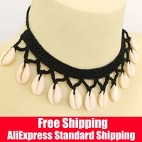 buy 2 get 20 off girl cute sea shell choker necklace crochet bohemian beach tassel necklace shell chain for women pendant