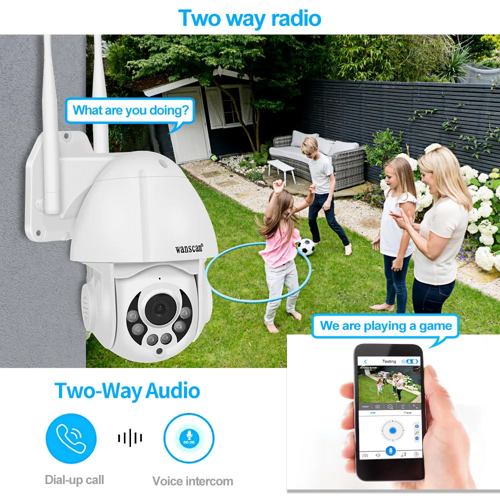 Беспроводная IP-Камера Wanscam 1080P наружная купольная PTZ-камера с датчиком движения