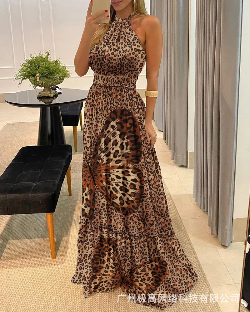 

European and American new leopard print sleeveless dress