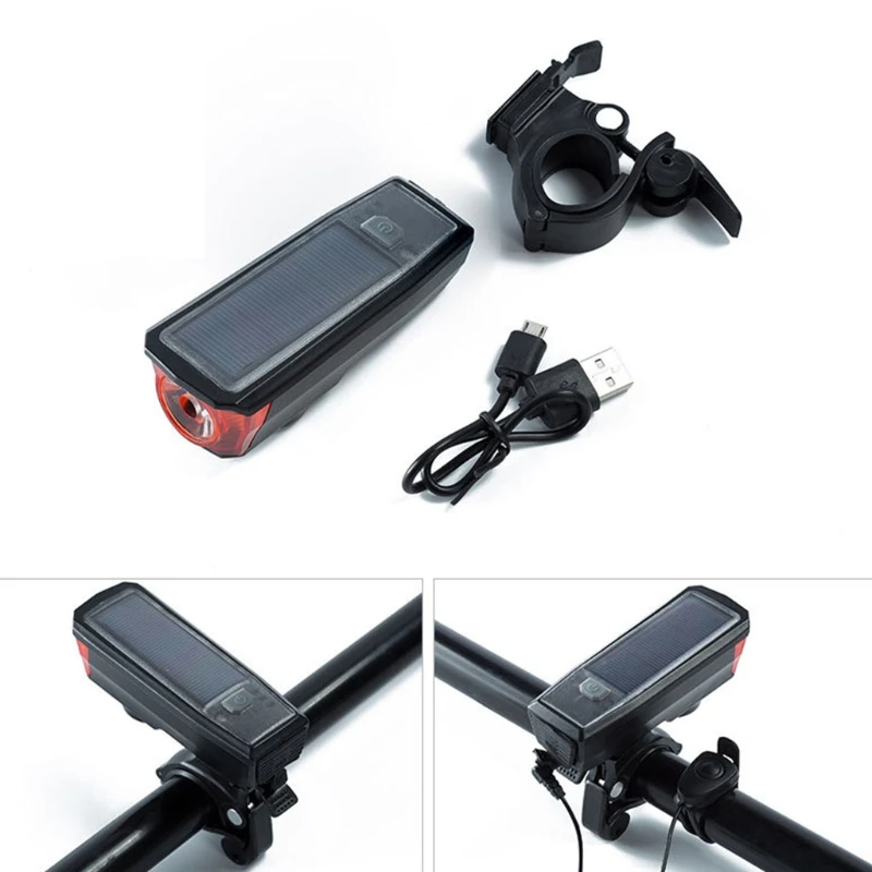 Звуковой сигнал на солнечных батареях USB Перезаряжаемые 4 режима велосипедный