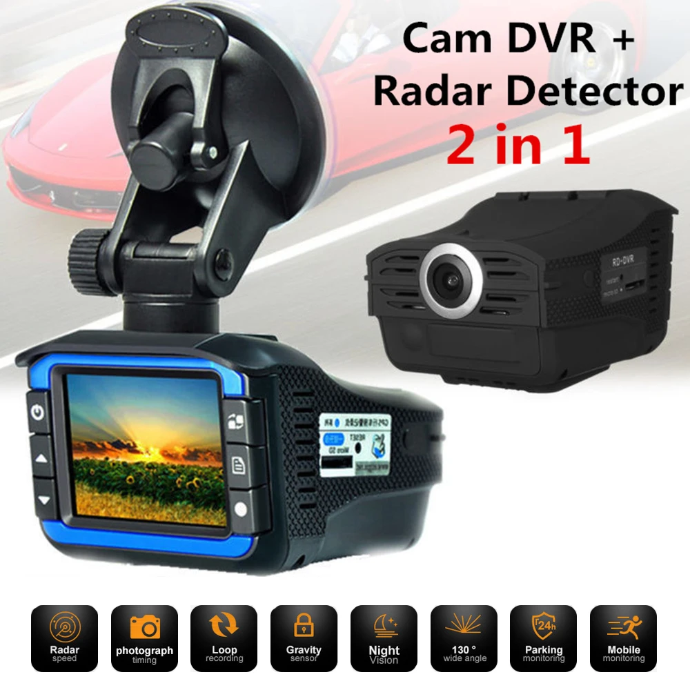 2in1 Full HD 720P Видеорегистраторы для автомобилей Камера англо русский двуязычное