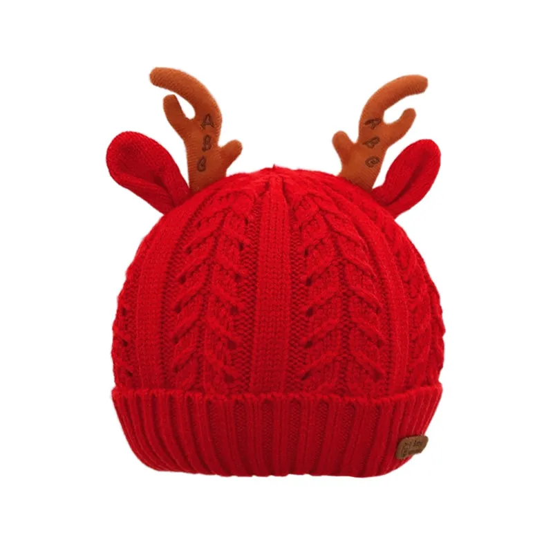 

2020 New Design Lovely Christmas Elk Hat Baby Winter Hat Knitted Beanie Hat Snood for 6-24 Month Girls Boys Christmas Gift 10Pcs
