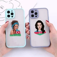azerbaijan buta flag girl matte shockproof phone case for iphone 12 11 pro xs max xr x 8 7 plus camera protection bumper cover