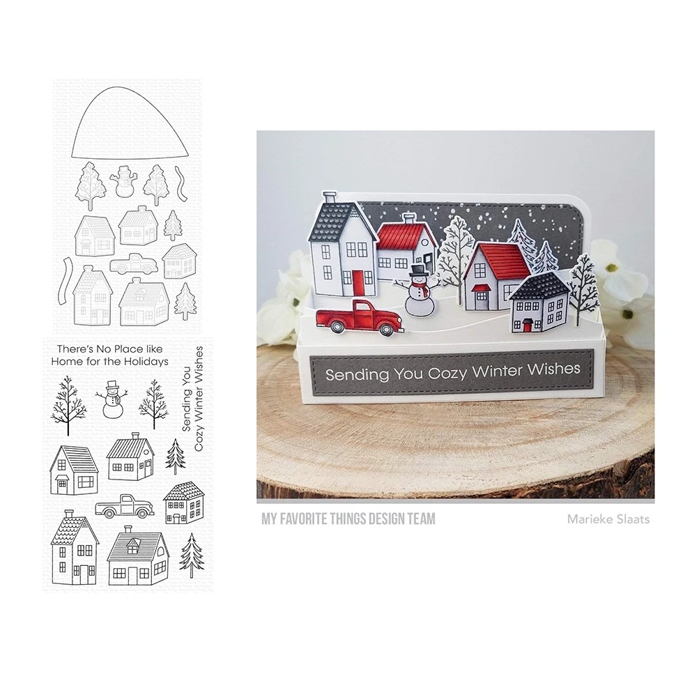 

Hot Sale Cozy Winter Wishes Stamps and Dies New Arrival 2021 Scrapbook Diary Decoration Embossing Template Diy Greeting Card