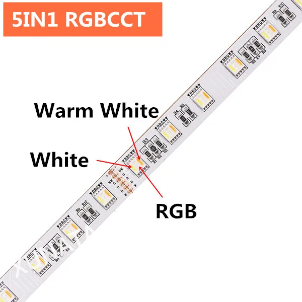 5IN1RGBCCT 5050 RGB Светодиодная лента 60 Светодиодный s/m RGBW RGBWW RGB CCT белый теплый белый светодиодный свет водонепроницаемый 12 В светодиодный свет для дома - Испускаемый цвет: 5IN1RGBCCT