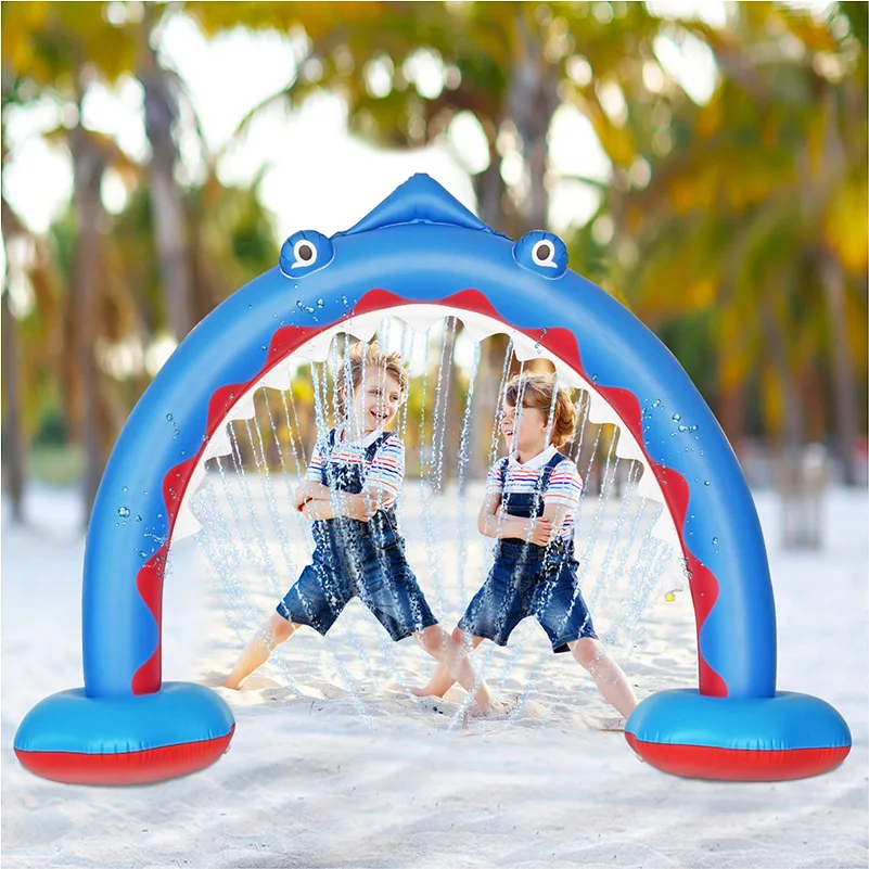 

Ginormous Shark Yard Sprinkler 260cm Giant Inflatable Archway Lawn Outdoor Toys For Children Adult Baby Games Center