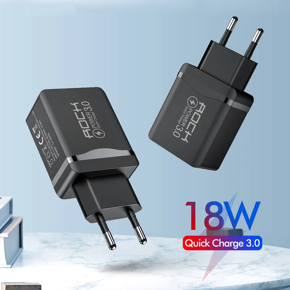 ROCK 18 Вт QC 3 0 USB зарядное устройство быстрое для телефона дорожный настенный