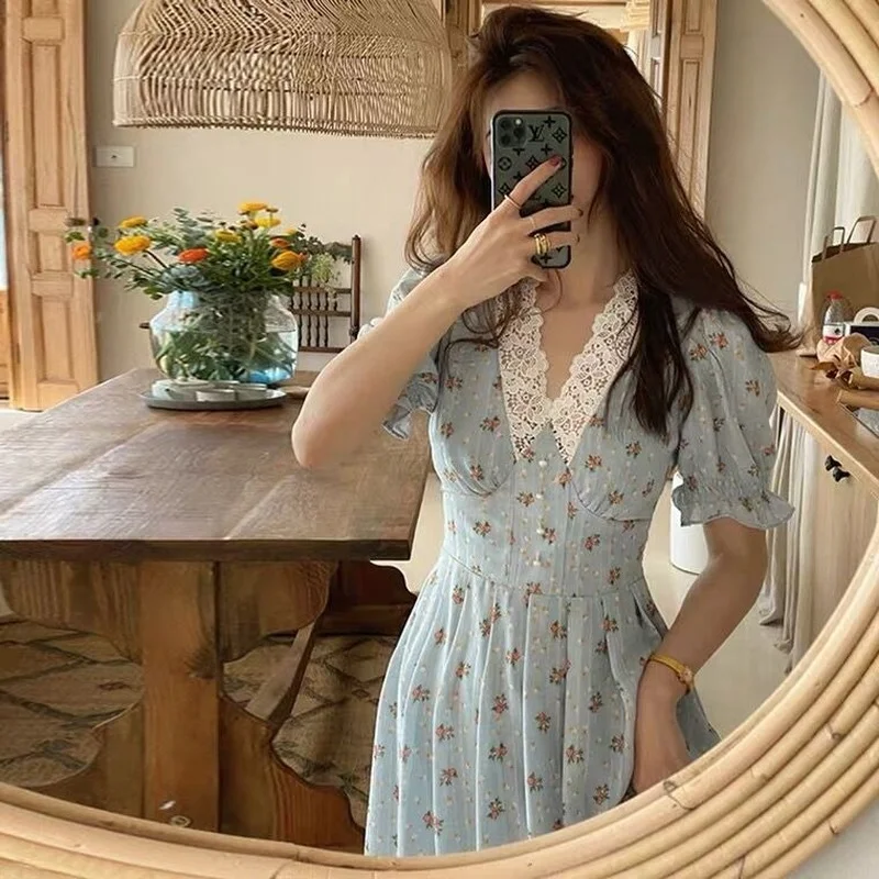 

ZZOGAA 2021 летнее платье сказочный лес Милая длинная юбка с широкими рукавами платье с цветочным рисунком размера плюс для женщин жира, обтягив...