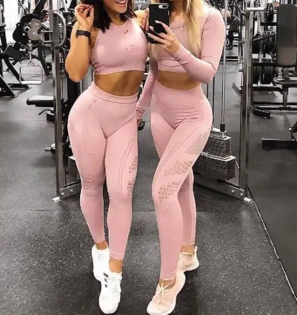 Женский бесшовный топ с длинным рукавом для йоги модные леггинсы тренажерного