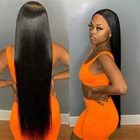 Длинный прямой парик 13X 4 из человеческих волос на сетке спереди с детскими волосами предварительно выщипанная натуральная линия волос для черных женщин бразильский Отбеленный узел