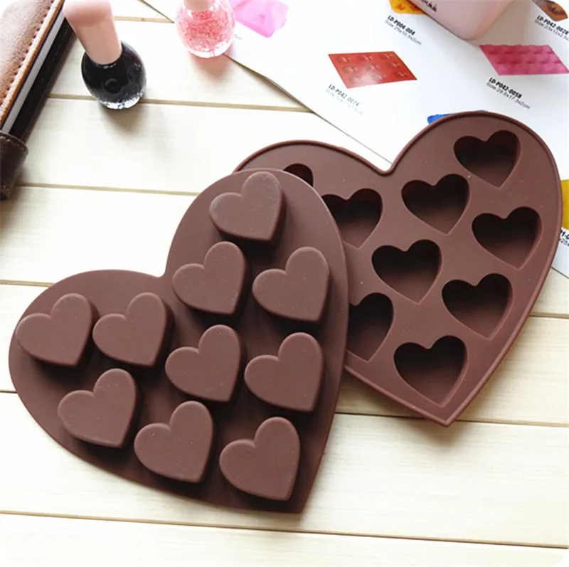 

2 PCS Non-stick Silicone Chocolate Mold Love Heart Shaped Jelly Ice Cake Mold Lollipop Biscuit Bakeware Baking Tool Eco-Friendly