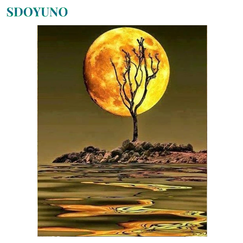 

SDOYUNO Scenery Paint By Numbers DIY 60x75cm Oil Painting By Numbers On Canvas Frameless Number Painting Pictures Decor