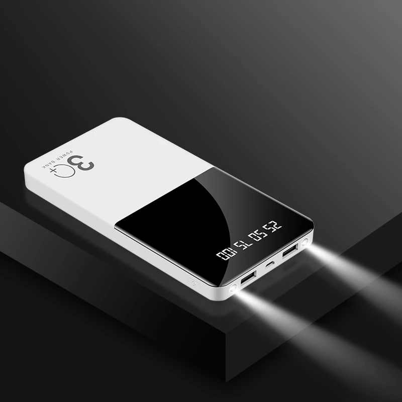 Ультратонкое портативное зарядное устройство 30000 мАч светодиодный внешний