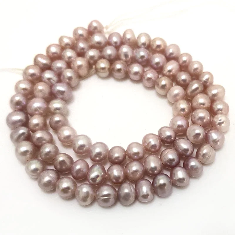 16 дюймов 5-6 мм натуральный пресноводный жемчуг лаванды и картофеля свободная