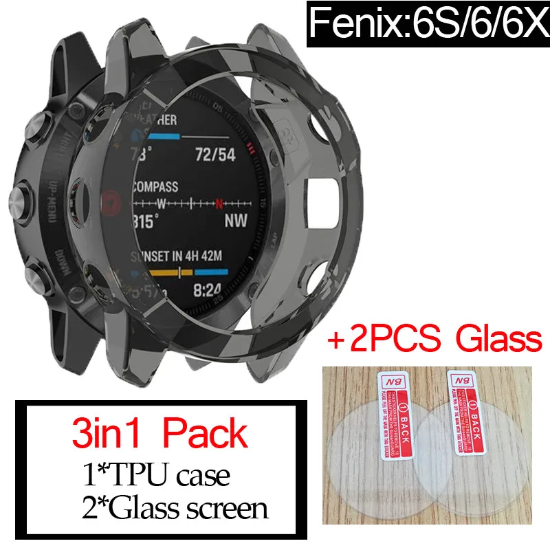 3 в 1 упаковка защитная рамка для смарт часов Garmin Fenix 6 6s 6x pro чехлы чехол из ТПУ