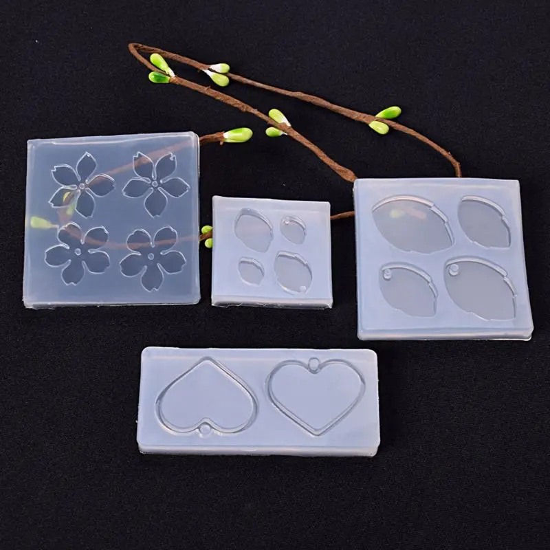 

4Pcs Flower Leaves Pendant Resin Mold Slilcone UV Resin Mold Jewelry Making Tool