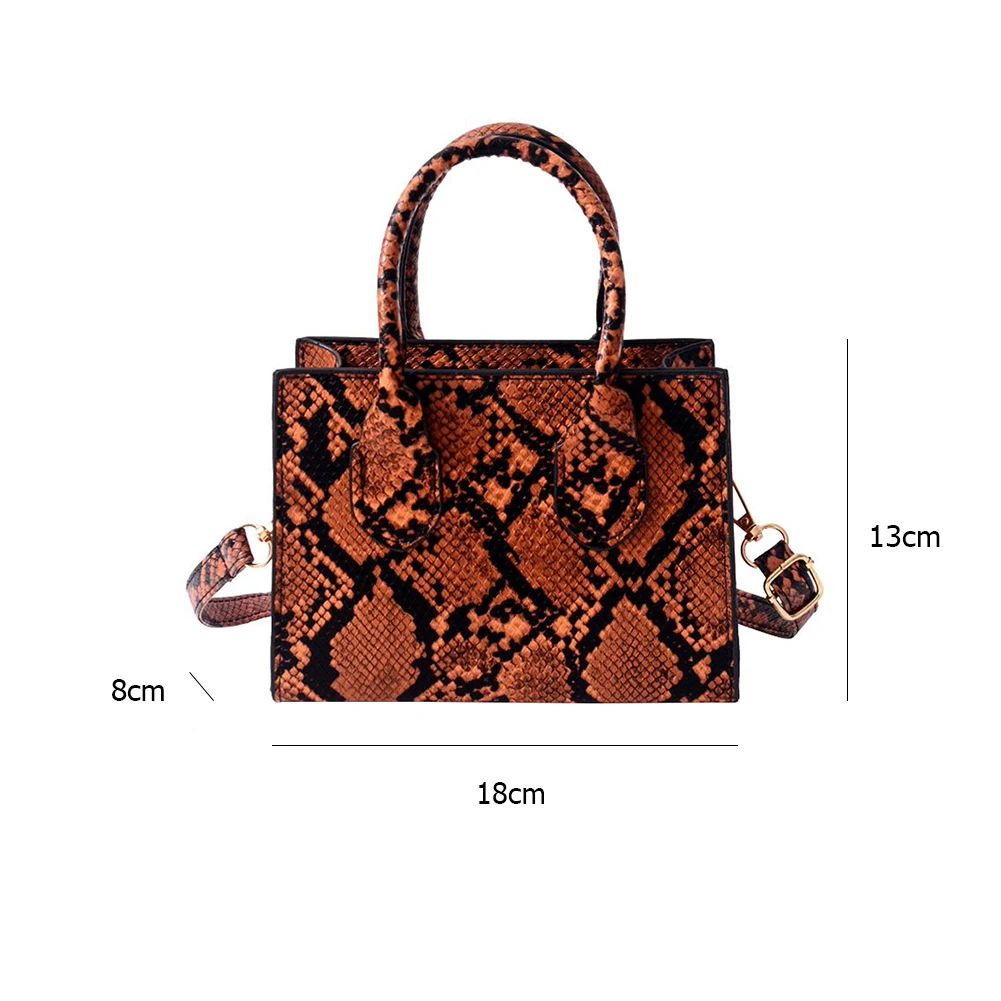 Сумка тоут женская из экокожи модный саквояж кросс боди со змеиным принтом