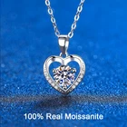 Ожерелье с кулоном из серебра пробы с муассанитом 1 карат, ожерелье с любовным сердцем, подарок на день матери, годовщину, день рождения для женщин и девушек