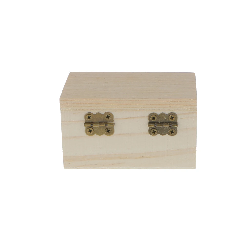 2pcs DIY Art Unpainted Wooden Box Jewelry Storage Case Kids Art Crafts