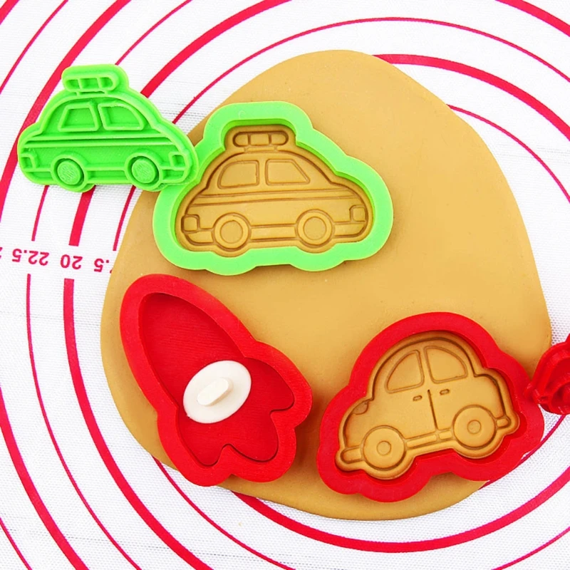 

Cartoon Car Shape 3D Pressable Stamped Embossed Biscuit Cookie Cutters Mold
