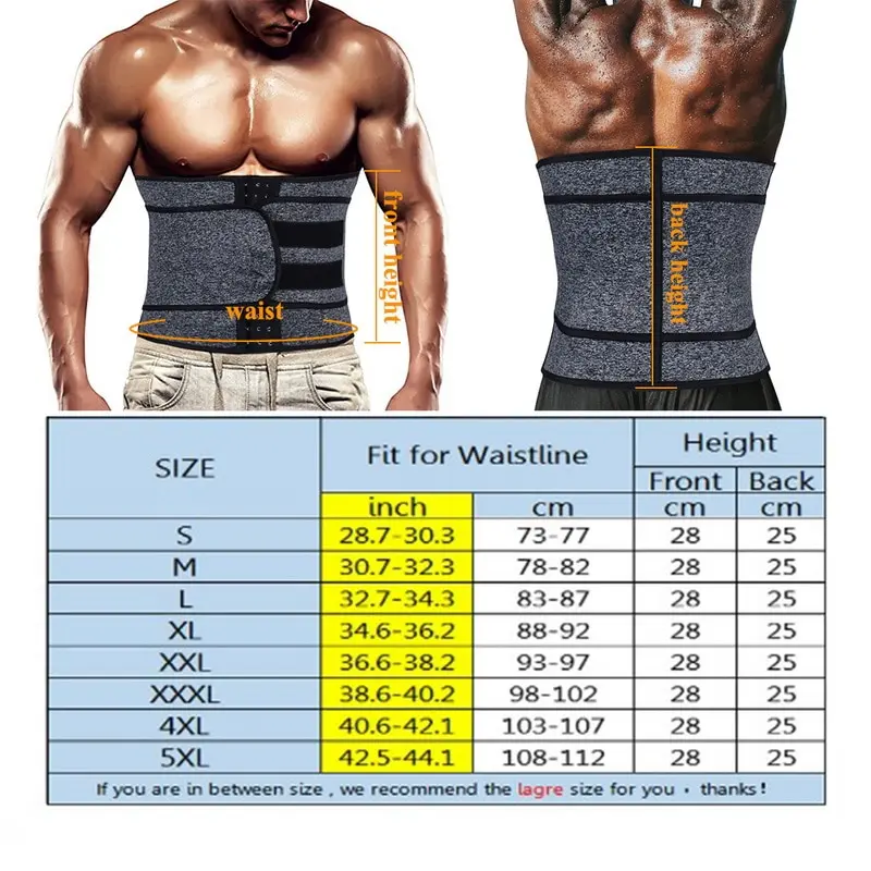 

Men Workout Waist Trainer Tummy Slimming Sheath Sauna Body Shaper Trimmer Belt Abs Abdomen Shapewear Weight Loss Corset Fitness