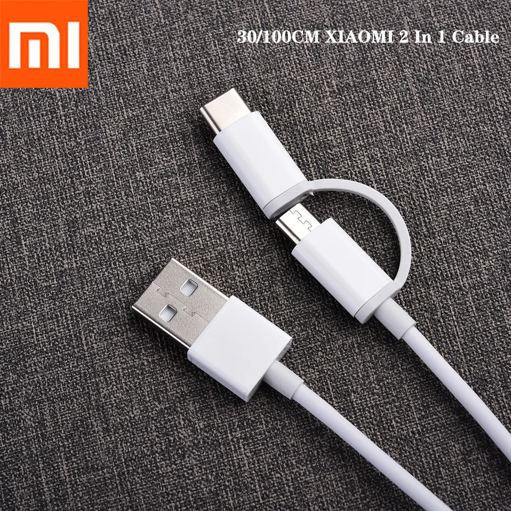 Оригинальный Xiaomi 2 в 1 кабель 0 3/1 м Micro USB типа C быстрой зарядки и синхронизации