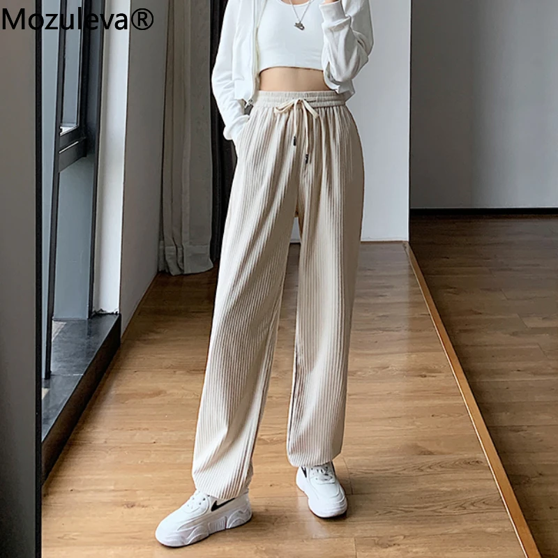 

Mozuleva Autumn Winter Corduroy Velvet Loose Wide Leg Trousers Female Causal High Waist Women Sport Pants Ladies Solid Pants